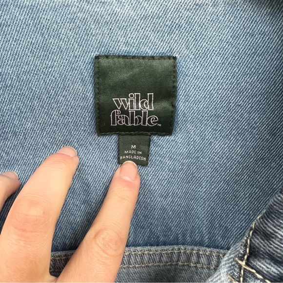 Wild Fable Dark Denim Light Denim and Medium Denim Patchwork Cropped Jacket - Picture 3 of 3